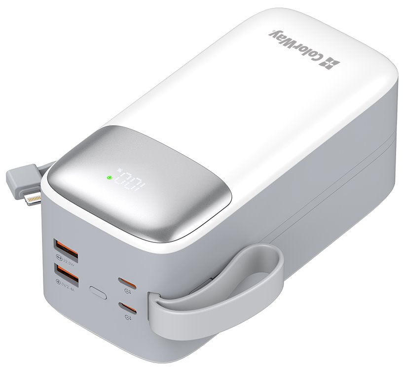 COLORWAY powerbanka/ 50 000mAh/ 1x USB QC3.0/ USB-C/ Lightning/ 22,5W/ Bílá