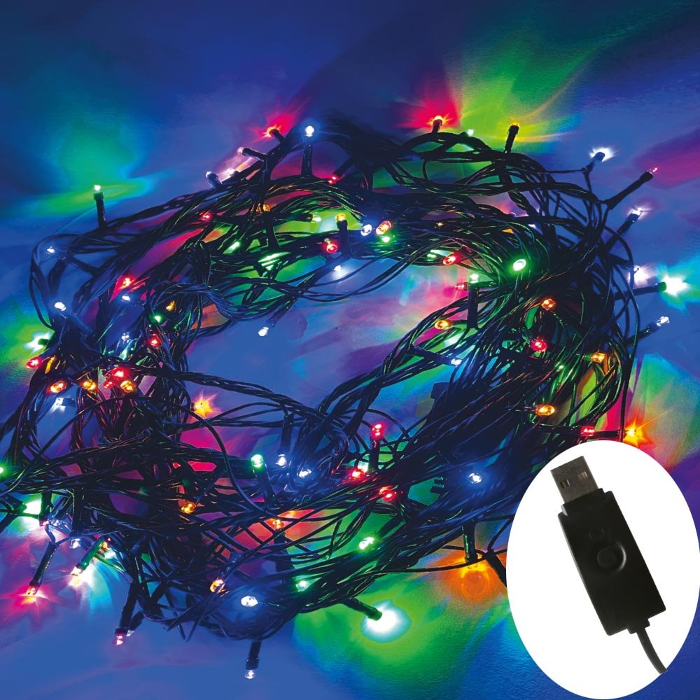 COLORWAY LED řetěz/ vnitřní / 200 LED / délka 20m / více barevný / 8 funkcí/ napájení USB
