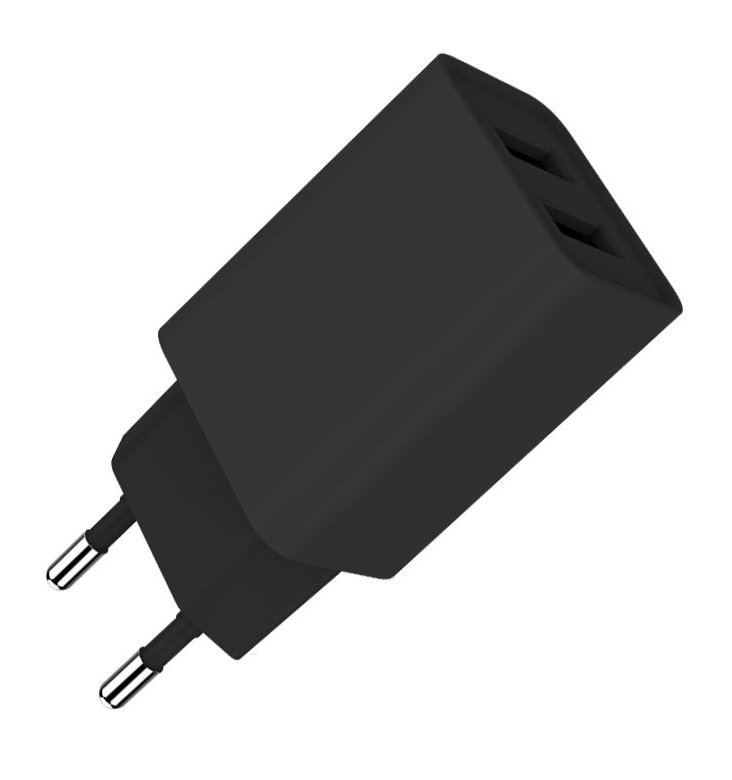 COLORWAY 2x USB/ síťová nabíječka/ 10W/ 100V-240V/ Černá