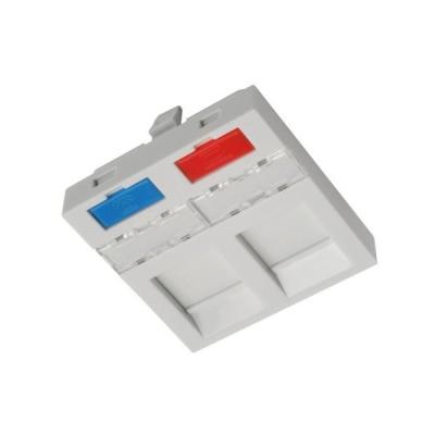 Solarix Modul French style 45 x 45mm pro 2 keystony přímý bílý SXF-M-2-45-WH-P
