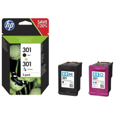 HP 301 Dvojbalení černé/tříbarevné originální inkoustové kazety