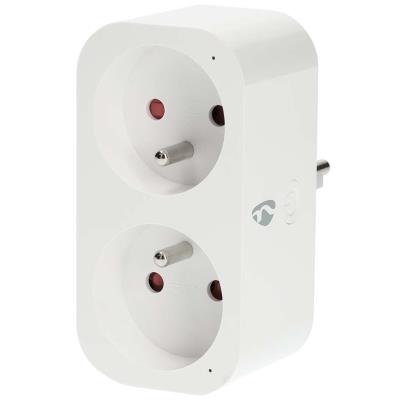 NEDIS Wi-Fi chytrá duo zásuvka/ 16A/ francouzský typ E/ IP21/ měřič výkonu/ Android/ iOS/ Nedis® SmartLife/ bílá