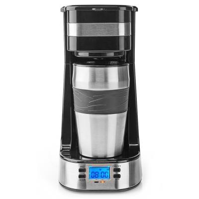 NEDIS kávovar/ na jeden šálek/ dvoustěnný cestovní hrnek/ kapacita 0,42 l/ časovač/ černý