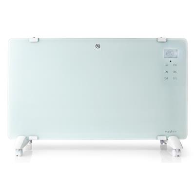 NEDIS Wi-Fi chytré konvekční topné těleso/ termostat/ skleněný přední panel/ IP24/ výkon 2000 W/ bílé