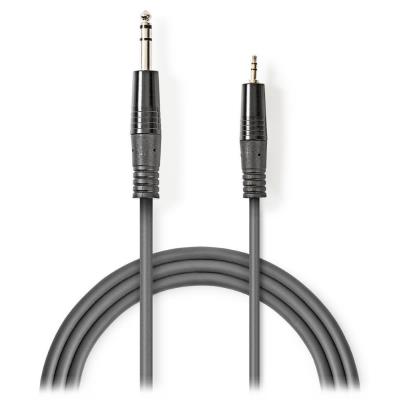 NEDIS stereo audio kabel/ 6,35 mm zástrčka - 3,5 mm zástrčka/ šedý/ 3m