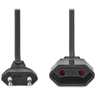 NEDIS napájecí kabel pro adaptéry/ Euro zástrčka - Euro zásuvka/ přímý-přímý/ dvoulinka/ černý/ bulk/ 5m