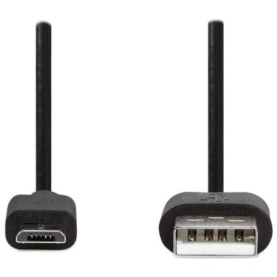 NEDIS kabel USB 2.0/ zástrčka USB-A - zástrčka USB-Micro B/ kulatý/ černý/ bulk/ 1m