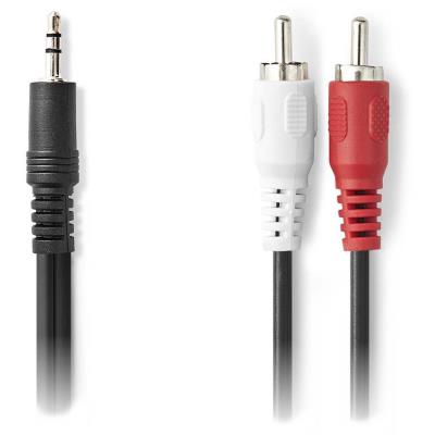 NEDIS stereofonní audio kabel/ 3,5 mm zástrčka - 2x CINCH zástrčka/ černý/ bulk/ 1m
