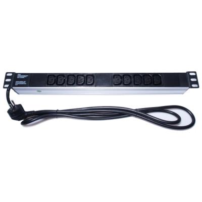 PremiumCord Panel napájecí do 19" racku 1U, 10xIEC (C13), 2m kabel