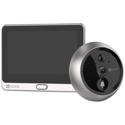 EZVIZ chytrý dveřní videotelefon DP2C/ Wi-Fi/ kamera 1080p/ H.265/ kukátko/ zvonek/ IR do 5 m/ PIR/ LCD 4,3"/ stříbrný