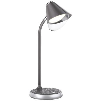 IMMAX LED stolní lampička FINCH/ Qi nabíjení/ 9W/ 12V/2A/ stmívatelná/ šedá + stříbrné prvky