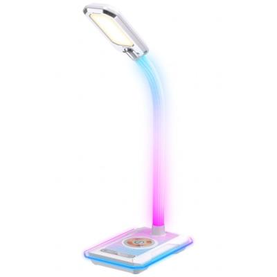 IMMAX LED stolní lampička GAMER RGB/ Qi nabíjení/ RGB/ 250lm/ 5V/2,1A/ USB výstup/ bílá