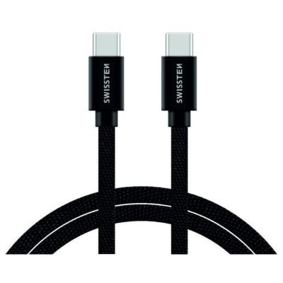 Swissten datový kabel USB-C / USB-C s textilním opletem, 2,0 M Černý