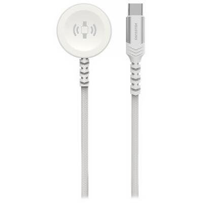 Swissten opletený magnetický kabel pro apple watch kovový, usb-c 1.2 m bílý