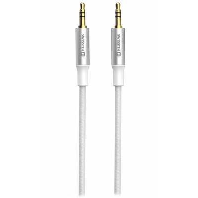 Swissten audio kabeltextile jack (samec) / jack (samec) 1,5 m bílý