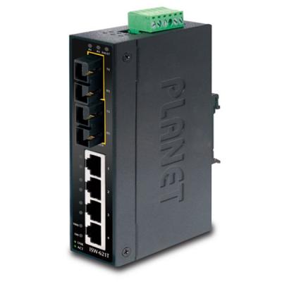 Planet ISW-621T Průmyslový Switch 4x 10/100M + 2x 100M MM SC, -40~+75°C, 48VDC, DIN