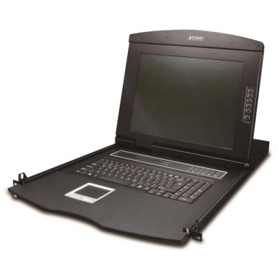 Planet IKVM-210-08M, KVM konzole s IP přístupem, LCD 17", ovládání 8x PC, PS2/USB, 1U/19"