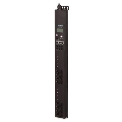 Planet IPM-08220, IP vertikální ovládání 8x zásuvek 240V/10A, 0U Rack, LED+displej, 2 kaskádové porty, port pro senzor