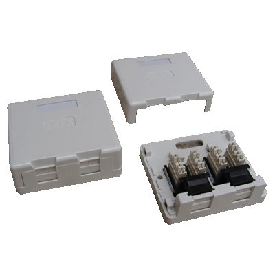 DATACOM Datová zásuvka UTP CAT5E 2xRJ45 na omítku (protiprachová)