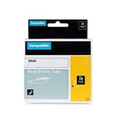 PRINTLINE kompatibilní páska s DYMO 18053, 9mm, 1, 5m, černý tisk/bílý podklad, RHINO, bužírka