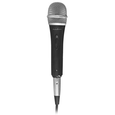 NEDIS kabelový mikrofon/ Kardioid/ odnímatelný kabel 5m/ 600 Ohm/ -72 dB/ jack 6.35 mm/ vypínač/ kov/ černo-šedý