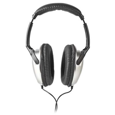 NEDIS kabelová sluchátka/ na uši/ ovládání hlasitosti/ kabel 2,70 m/ černo-stříbrné