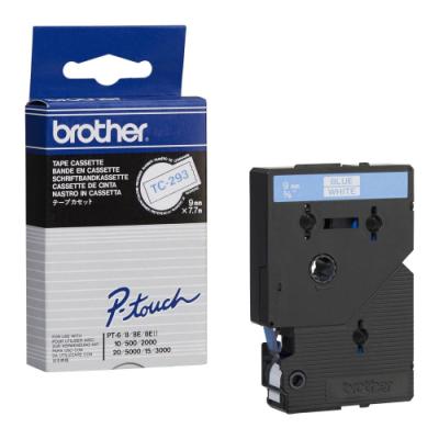 BROTHER laminovaná páska TC-293 / bílá / modrá / 9mm