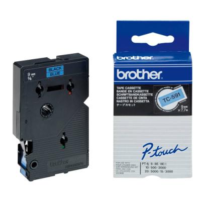 BROTHER laminovaná páska TC-591 / modrá-černá / 9mm